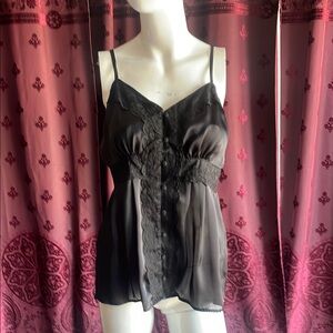 3/$20 Elegant Black Lace Button-up Camisole Size Medium